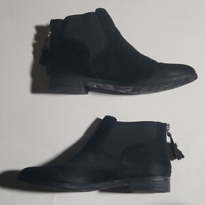 Dr. Scholl's Black Ankle Wedge Booties, Size 6.5 with Comfort Buckle Platform